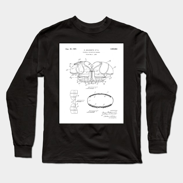 Football Pads Patent - Football Player Team Coach Art - White Long Sleeve T-Shirt by patentpress